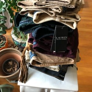 RL Jodhpur pants, dark green w/ black suede patchwork. Size 2, 32” inseam.